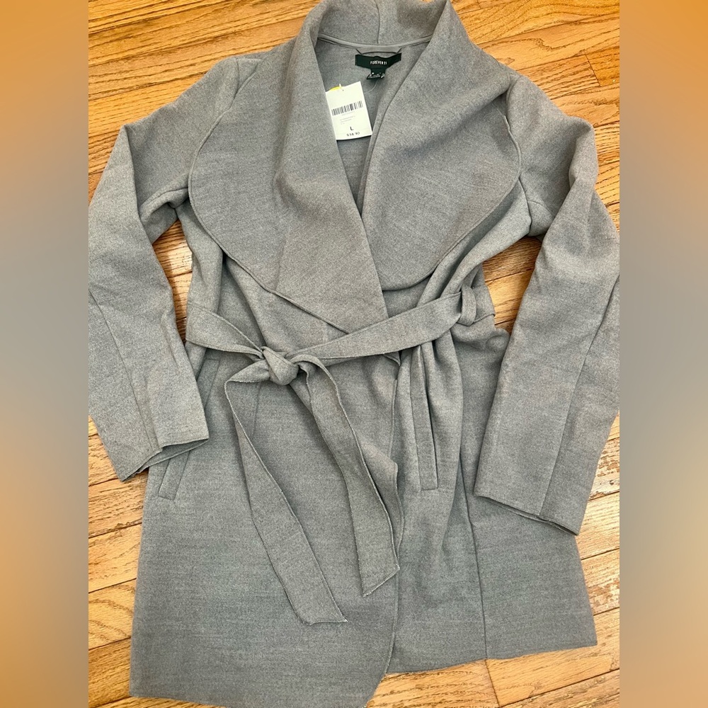 NWT Forever 21 Gray Belted Coat